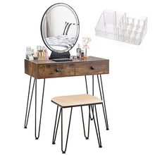 Load image into Gallery viewer, Vanity Table Set w/LED Mirror Makeup Dressing Table Cosmetic Storage Organizer