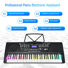Load image into Gallery viewer, 61-Key Keyboard Piano and Stool Electronic Keyboards with Lighted Keys