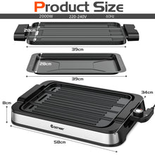 Load image into Gallery viewer, 2 IN 1 Smokeless Grill Electric BBQ Griddle Non-stick Reversible Plate 2000W
