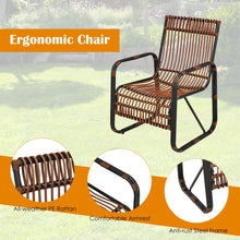 Load image into Gallery viewer, 3 PCS Patio Rattan Wicker Rocking Bistro Set W/ Glass Table & Adjustable Feet