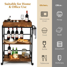 Load image into Gallery viewer, 3-Tier Kitchen Serving Cart Industrial Utility Rolling Trolley Storage Shelf Pub
