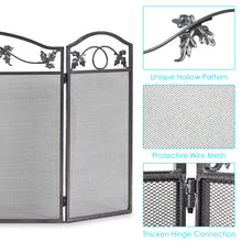 Load image into Gallery viewer, 3 Panel Foldable Fire Screen Protector Fireplace Fence Fire Safety Guard Shield