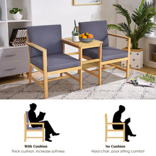Load image into Gallery viewer, 3 in 1 Wooden Companion Set Garden Bench Table & Chair Patio Love Seat W/Cushion
