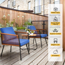 Load image into Gallery viewer, 3 Pieces Patio Furniture Set Outdoor Wicker Conversation Chair Set with Coffee Table