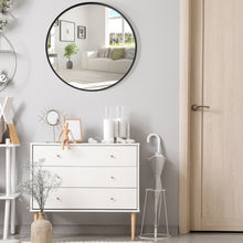 Load image into Gallery viewer, 60cm Large Round Mirror, Black Frame Makeup Shaving Hanging Mirrors, Wall Mounted Circle Mir