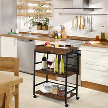 Load image into Gallery viewer, 3-Tier Kitchen Serving Cart Industrial Utility Rolling Trolley Storage Shelf Pub