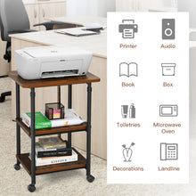 Load image into Gallery viewer, 3-Tier Height Adjustable Printer Stand Beside Table Underdesk Wheels Home Office