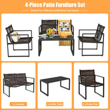 Load image into Gallery viewer, 4 Pieces Patio Furniture Set Outdoor Conversation Sofa Set with Coffee Table Loveseat and 2 Single Sofas