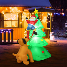 Load image into Gallery viewer, 1.8m Inflatable LED Dog Chase Santa to Christmas Tree Outdoor Indoor Decoration