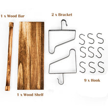 Load image into Gallery viewer, Wall-Mounted Floating Shelves Wood Storage Display Rack Hanging Shelf w/ Hooks