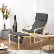 Load image into Gallery viewer, Wooden Lounge Chair with Ottoman Ergonomic Modern Accent Armchair