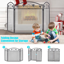 Load image into Gallery viewer, 3 Panel Foldable Fire Screen Protector Fireplace Fence Fire Safety Guard Shield