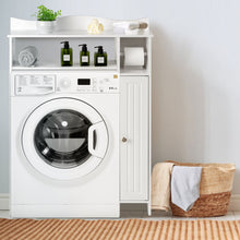 Load image into Gallery viewer, Adjustable Over Toilet Bathroom Storage Rack W/ Side Cabinet & Paper Holder