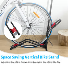 Load image into Gallery viewer, Bike Rack Floor Stand for Vertical and Horizontal Carbon Steel Space Saving Bike Rack Stand