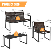 Load image into Gallery viewer, 4 Pieces Patio Furniture Set Outdoor Conversation Sofa Set with Coffee Table Loveseat and 2 Single Sofas