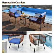 Load image into Gallery viewer, 3 Pieces Patio Furniture Set Outdoor Wicker Conversation Chair Set with Coffee Table