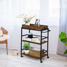 Load image into Gallery viewer, 3-Tier Kitchen Serving Cart Industrial Utility Rolling Trolley Storage Shelf Pub
