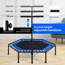 Load image into Gallery viewer, Folding Fitness Trampoline Adults Kids Exercise Bouncer W/ Adjustable Handrail