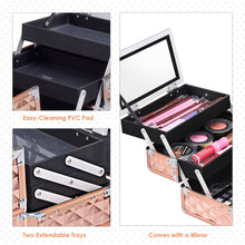 Load image into Gallery viewer, EXLarge Cosmetic Box & Nail Polish Vanity Beauty Makeup Jewelry Saloon Case Gold