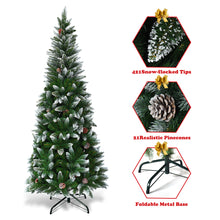 Load image into Gallery viewer, 5FT Snow Flocked Pencil Christmas Tree Artificial Xmas Tree Home Decoration