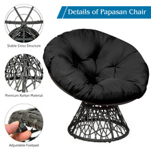 Load image into Gallery viewer, Chair Rattan Ergonomic Chair w/ 360-degree Swivel and Soft Cushion Solid Structure & Stable Base