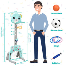 Load image into Gallery viewer, 3-in-1 Kids Basketball Hoop Stand Set Ring Toss Portable Sport Activity Center