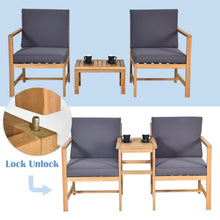 Load image into Gallery viewer, 3 in 1 Wooden Companion Set Garden Bench Table & Chair Patio Love Seat W/Cushion