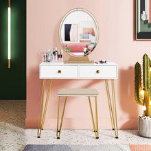 Load image into Gallery viewer, Vanity Dressing Table Set Makeup Desk Stool LED Light Storage Drawers Mirror