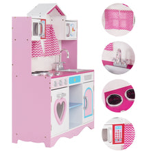 Load image into Gallery viewer, Large Wooden Kids Role Play Kitchen Set Cooking Toys Girls Boys Play Set Pink
