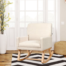 Load image into Gallery viewer, COSTWAY Relax Rocking Chair, Fabric Upholstered Single Sofa Armchair with Solid Wood Legs, Modern Pa
