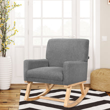 Load image into Gallery viewer, Relax Rocking Chair Fabric Upholstered Single Sofa Armchair w/Solid Wood Legs