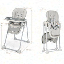 Load image into Gallery viewer, Folding Baby Highchair Height Adjustable Feeding Chair W/ Recline Footrest &Tray