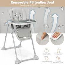 Load image into Gallery viewer, Folding Baby Highchair Height Adjustable Feeding Chair W/ Recline Footrest &Tray