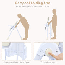Load image into Gallery viewer, Folding Baby Highchair Height Adjustable Feeding Chair W/ Recline Footrest &Tray