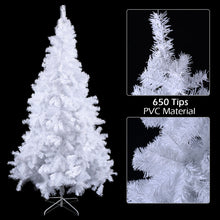 Load image into Gallery viewer, 6FT Hinged Christmas Tree Artificial White Xmas Tree with Metal Stand Decoration