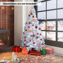 Load image into Gallery viewer, 6FT Hinged Christmas Tree Artificial White Xmas Tree with Metal Stand Decoration