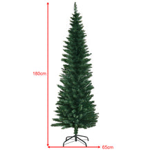 Load image into Gallery viewer, 1.8m Green Artificial Pine Christmas Tree Slim Decoration Xmas W/ Metal Stand