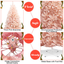 Load image into Gallery viewer, Pink Christmas Tree Full-bodied Artificial Tree with Metal Stand Realistic X-mas Traditional Decoration Hinged Tree for Living Room