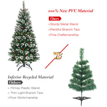 Load image into Gallery viewer, 6FT Snow Flocked Artificial Christmas Tree Hinged Pine XmasTree w/ Red Berries