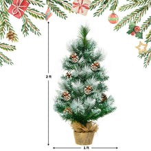 Load image into Gallery viewer, 2 FT/ 60CM Snow Flocked Pine Artificial Christmas Tree Pine Cone Xmas Decoration