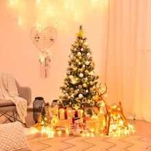 Load image into Gallery viewer, 5ft Snow Flocked Christmas Tree Premium Hinged Slim Xmas Tree W/ Red Berries