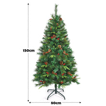 Load image into Gallery viewer, 5FT Artificial Christmas Tree Pre-lit Green Pine Xmas Tree Decor W/ Red Berries