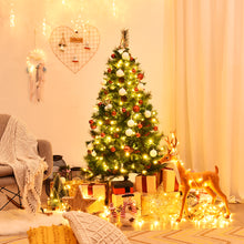 Load image into Gallery viewer, 5FT Artificial Christmas Tree Pre-lit Green Pine Xmas Tree Decor W/ Red Berries