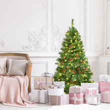 Load image into Gallery viewer, 5FT Artificial Christmas Tree Pre-lit Green Pine Xmas Tree Decor W/ Red Berries