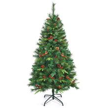 Load image into Gallery viewer, 5FT Artificial Christmas Tree Pre-lit Green Pine Xmas Tree Decor W/ Red Berries