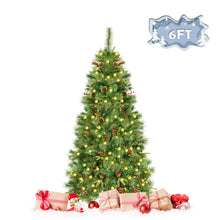 Load image into Gallery viewer, 6FT Artificial Pre-Lit Christmas Tree 250 Warm LED Lights Xmas Tree Decoration