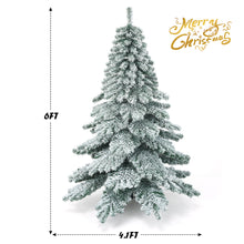 Load image into Gallery viewer, 6FT Fir Snow Flocked Artificial Christmas Tree Hinged Alaskan Xmas Pine Tree