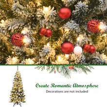 Load image into Gallery viewer, 4.5FT Artificial Pencil Christmas Tree Pre-Lit Snow Flocked Hinged Pine Tree