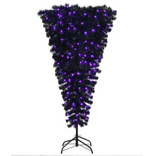 Load image into Gallery viewer, 5FT Christmas Tree Upside Down Black Artificial Xmas Tree W/ 200 LED Lights