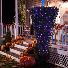 Load image into Gallery viewer, 5FT Christmas Tree Upside Down Black Artificial Xmas Tree W/ 200 LED Lights